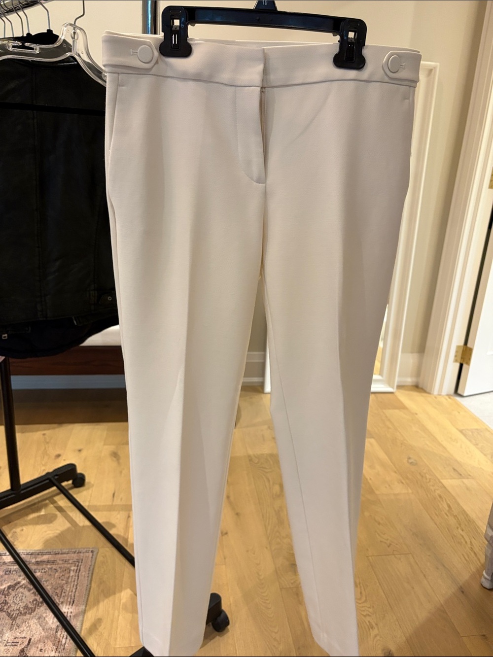 Ann Taylor Off-White Straight-Leg Tailored Pants